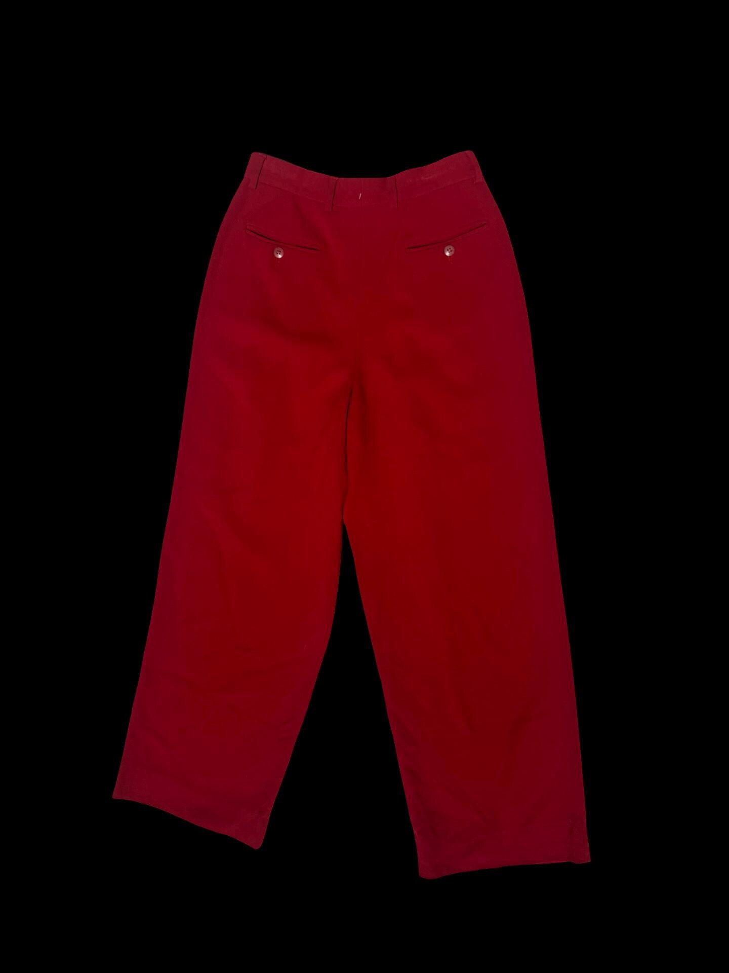 Vintage Giorgio Armani Wool Pants: Wide Leg Red Trousers
