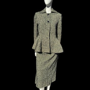 Vintage 50er Jahre kultiger LILLI ANN Anzug Rockanzug Import Stoff aus Frankreich Größe 8 Schößchen Taille schick Klassiker Sammlerstück selten