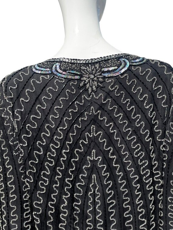 Vintage 70-80s DISCO sequin blouse zig zag waverl… - image 5