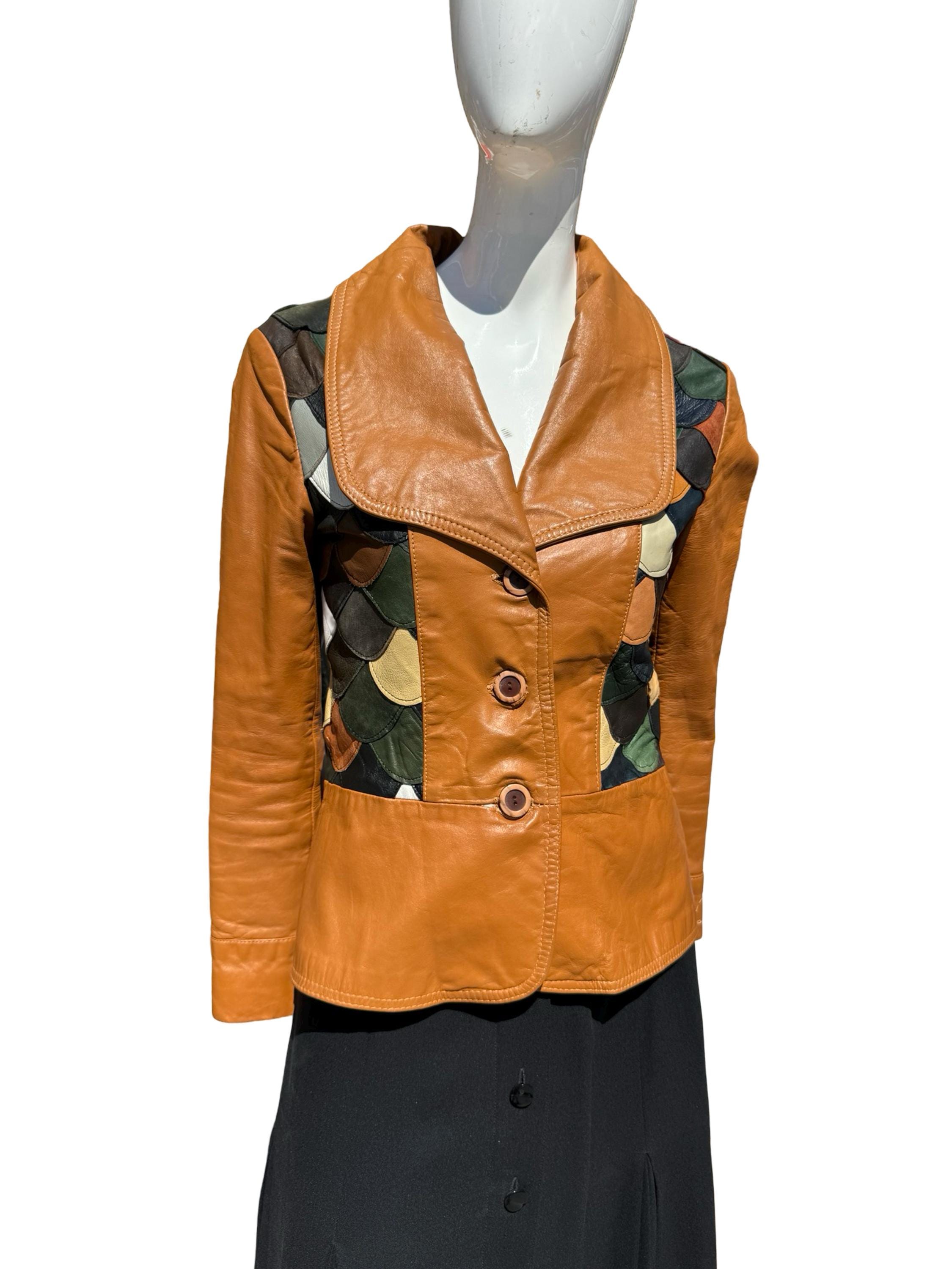 70s Scalloped Leather Jacket - Etsy