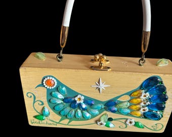 1960s Original Enid Collins Wood Box Handbag Titled 