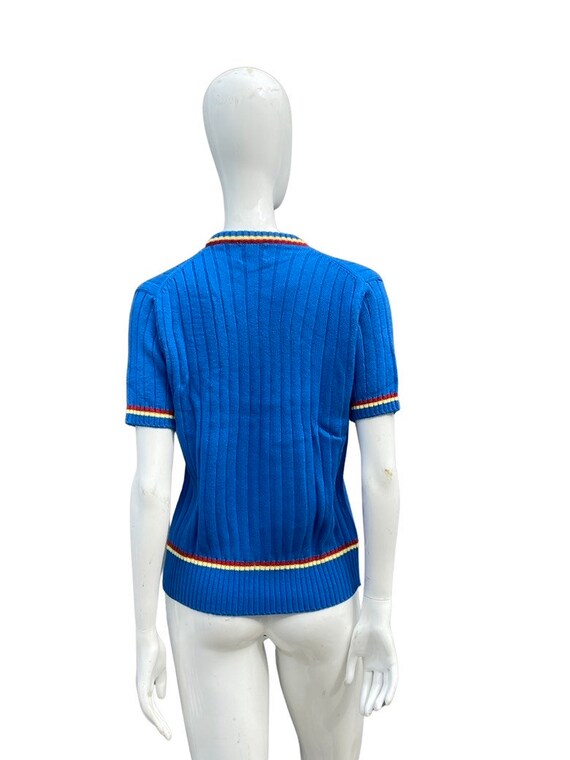 Vintage 60s knit acrylic ribbed mock neck t-shirt… - image 6