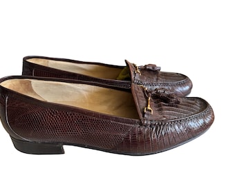 Vintage 70s lizard skin BRUNO MAGLI shoes loafers size 9 1/2 M men’s  preppy shoes dress shoes classic collectibles