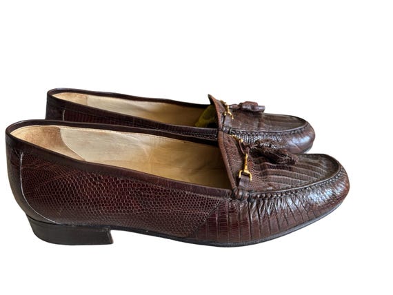 Vintage 70s Lizard Skin BRUNO MAGLI Shoes Loafers Size 9 1/2  display picture 1
