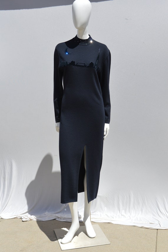 Vintage 80's LOUIS FERAUD Paris at night long dres