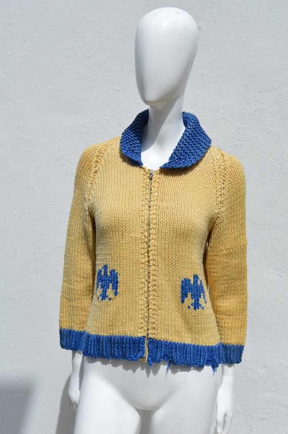 Vintage 40's Hand Knit Sweater Fair Isle Knit Swe… - image 6