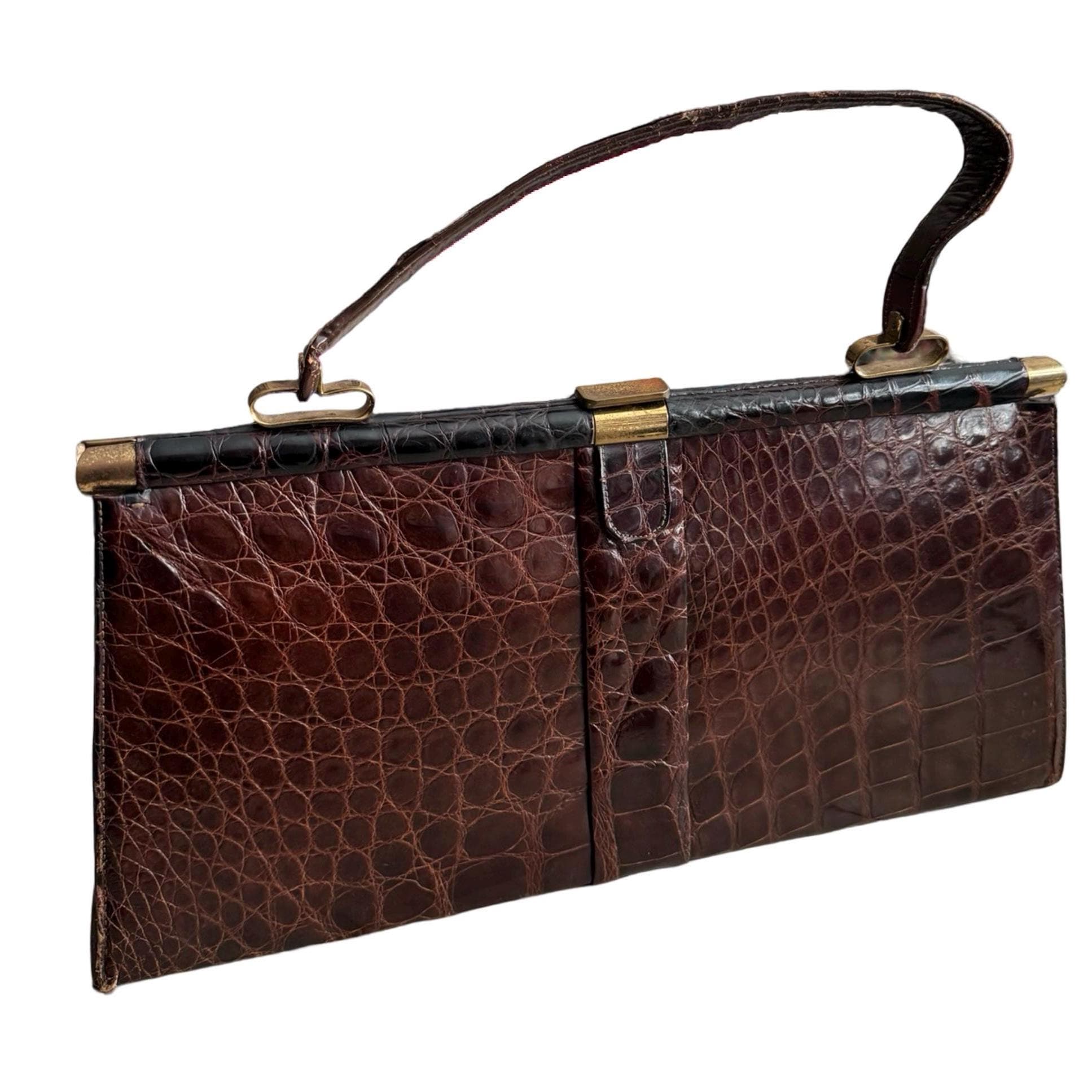 Vintage 50s Alligator Purse Handbag by MAYER NYC Classic Mid