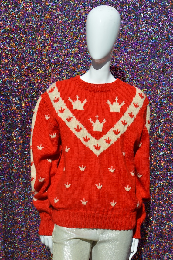 thekaliman Vintage 60's Swedish Hand Knitted Ski Sweater Nordic Three Crowns Sweater Size Large