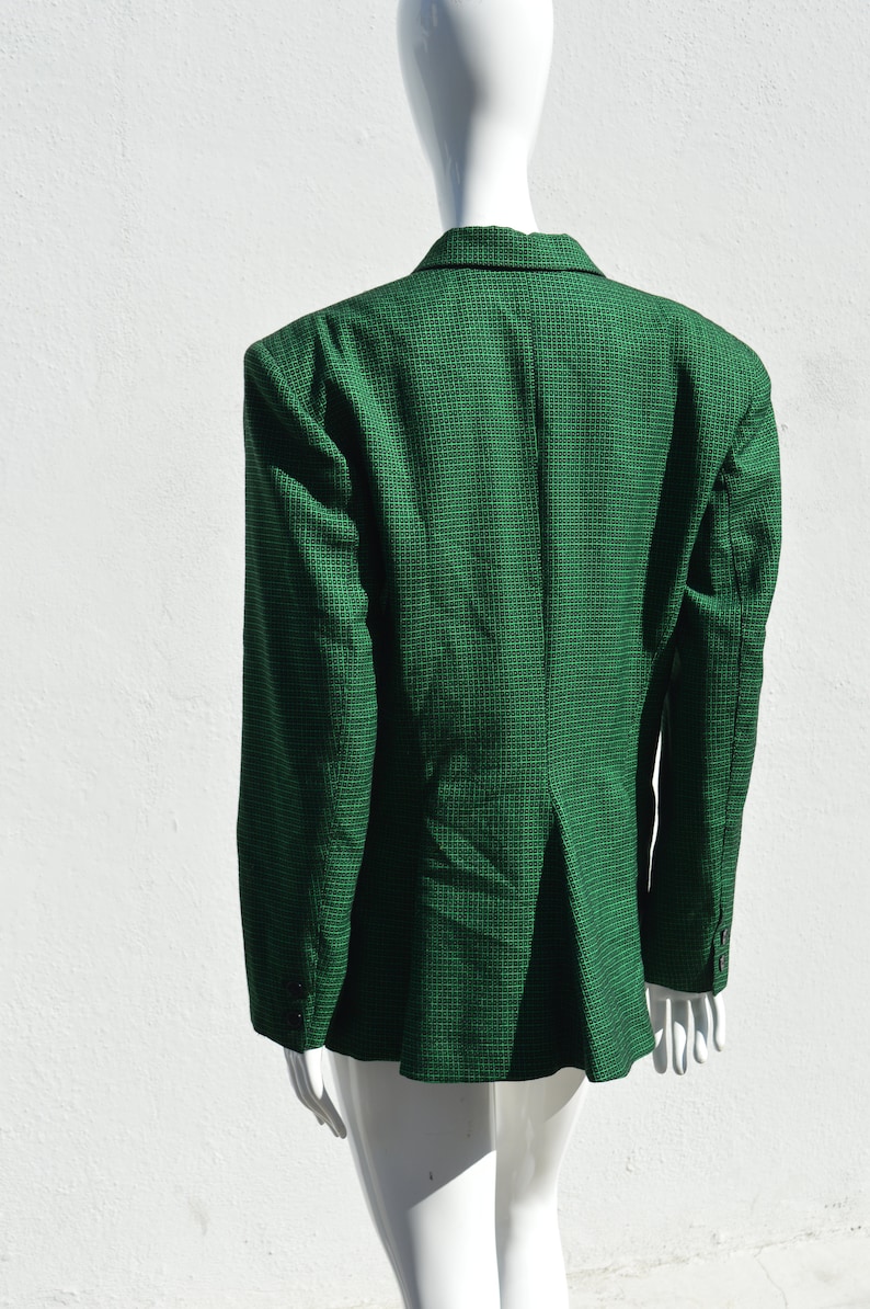 Vintage 80/'s COMPLICE 4 button blazer jacket size 10 designer jacket novelty print wool blend big shoulders by thekaliman