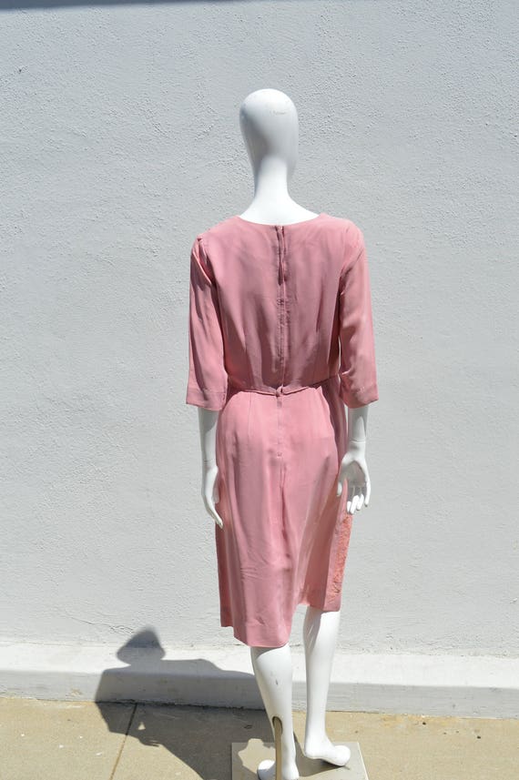 Vintage 60's PEGGY HUNT mid century Pink dress la… - image 6