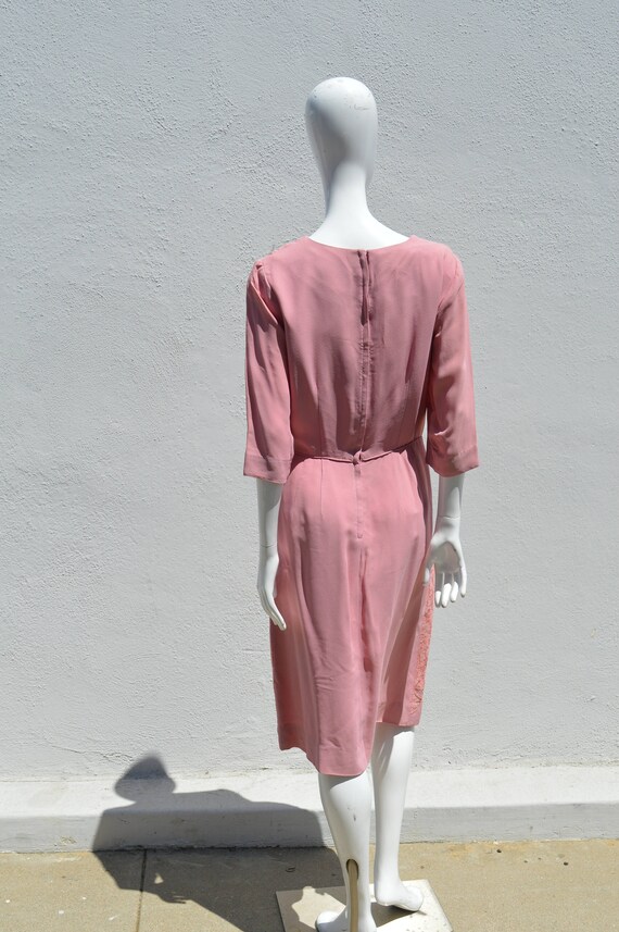 Vintage 60's PEGGY HUNT mid century Pink dress la… - image 5