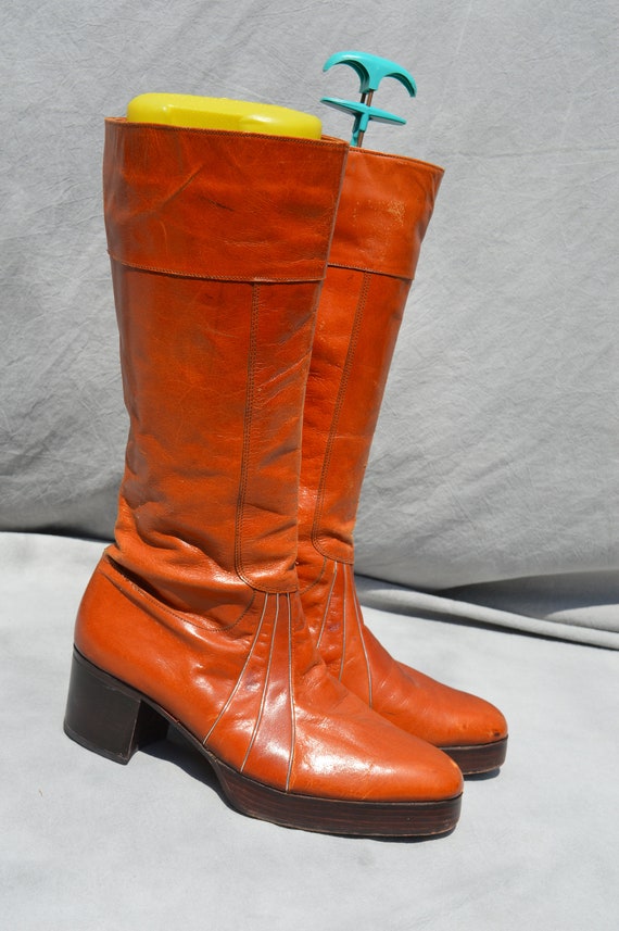 Vintage 70's Mens Platform BOOTS size 9 Disco Gla… - image 7