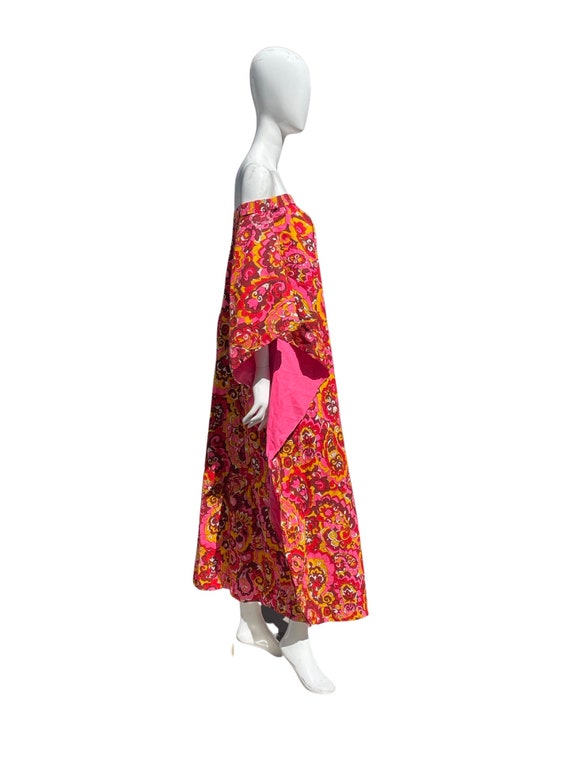 vintage 60's floral KAFTAN dress off shoulders mo… - image 3