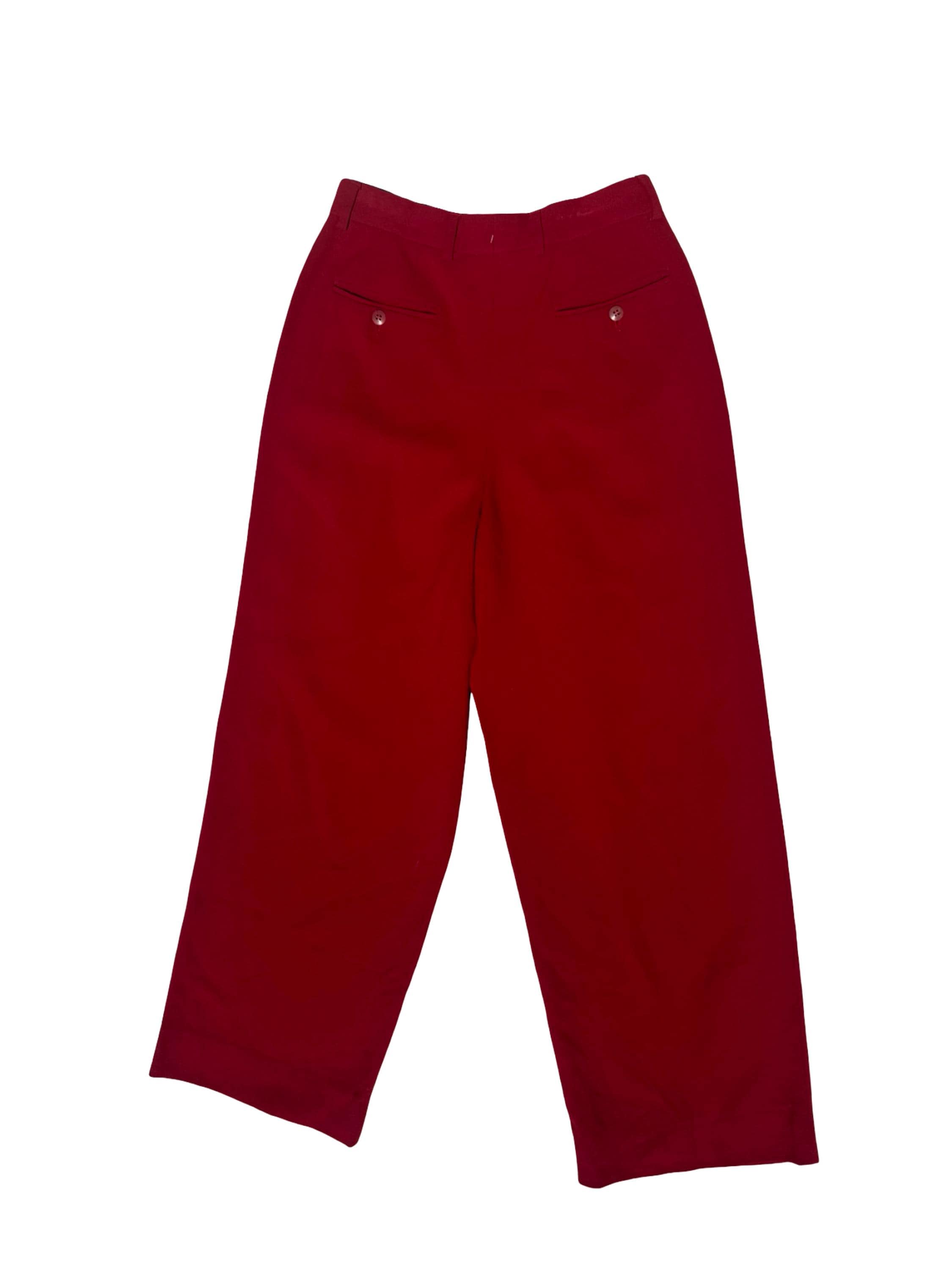 Vintage Giorgio Armani Wool Pants: Wide Leg Red Trousers, Italian