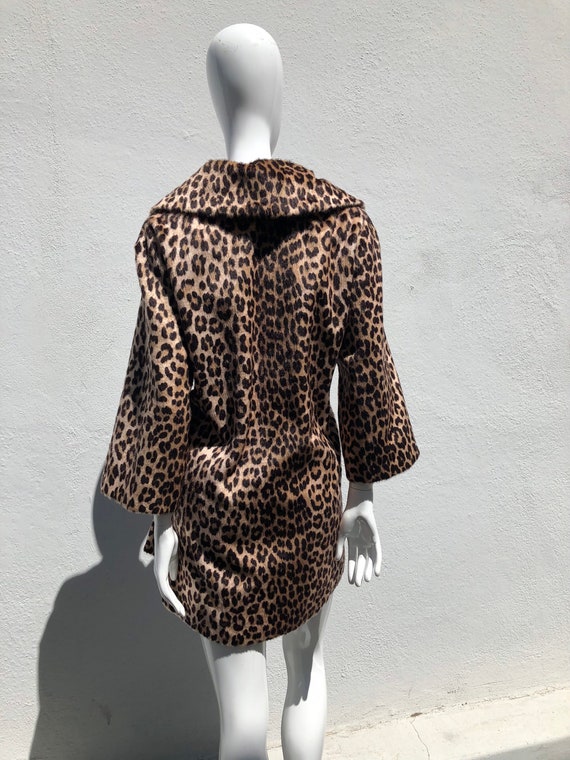 Vintage 60'a A line wide faux leopard coat overco… - image 3