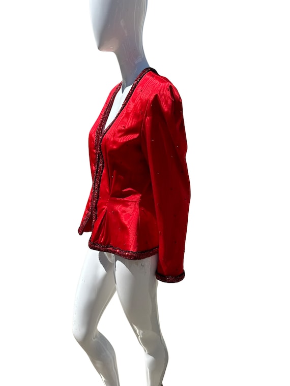 Vintage 70-80s RED couture jacket silk heavy hand… - image 9