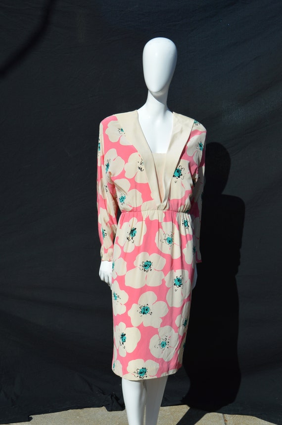 Vintage 80's BILL BLASS III Collection silk flora… - image 1