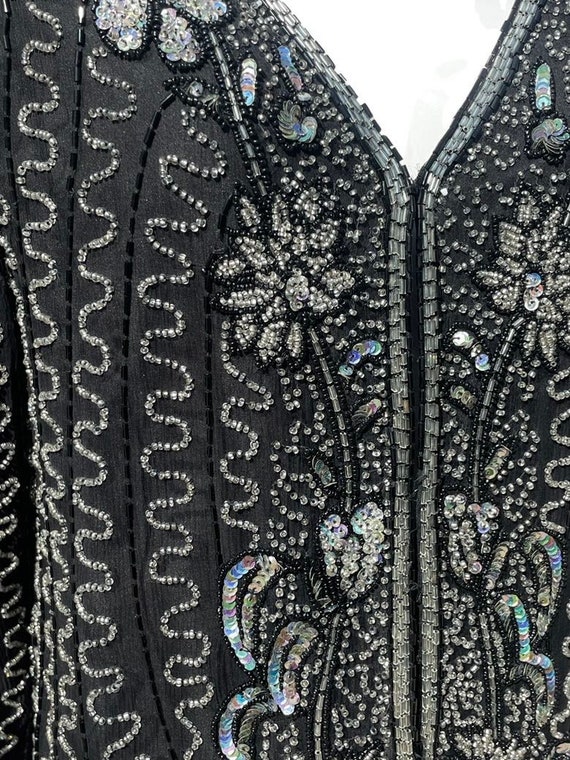 Vintage 70-80s DISCO sequin blouse zig zag waverl… - image 7