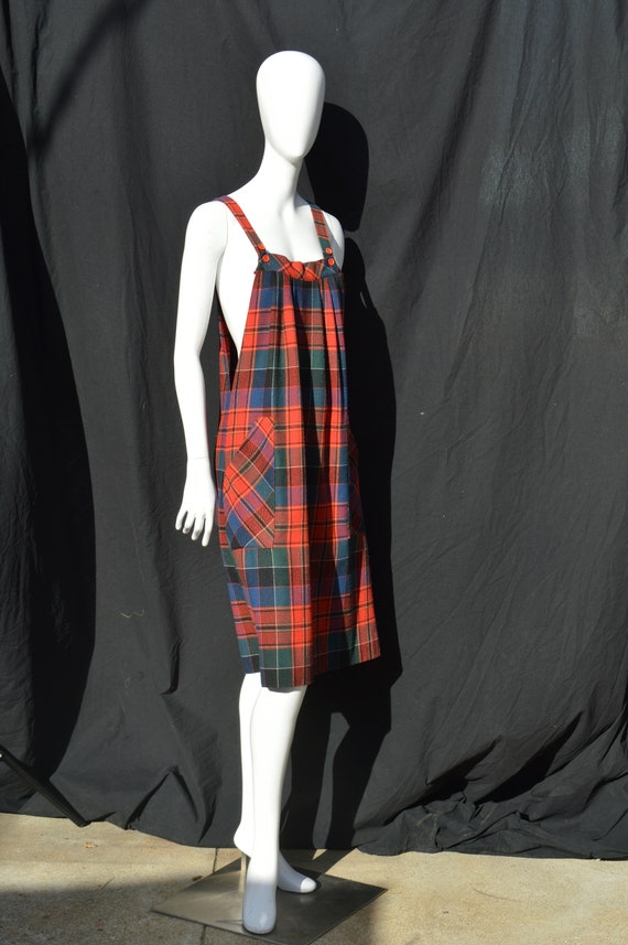 Vintage 70's Ms. CHAUS wool blend checkered APRON… - image 5