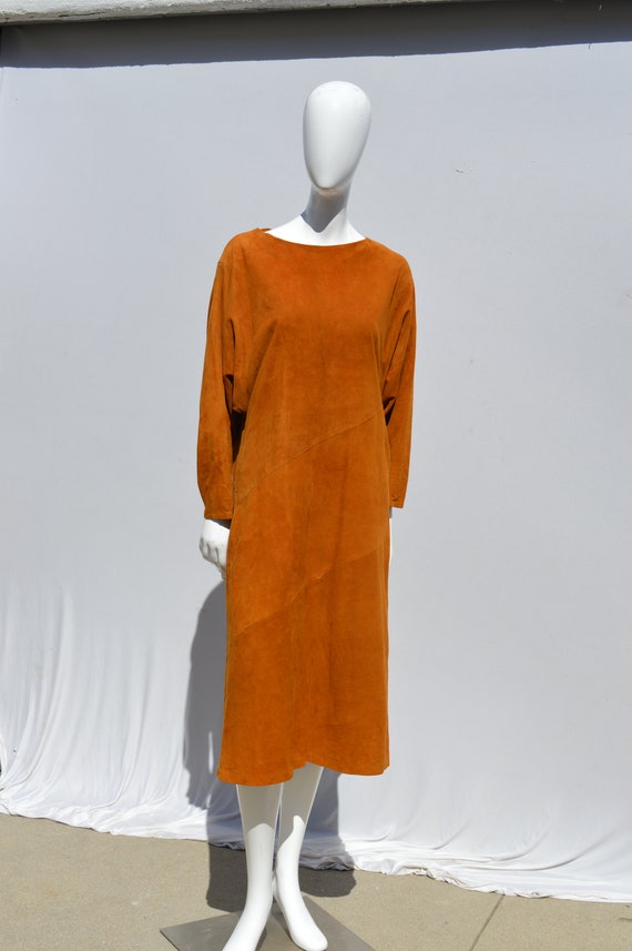 Vintage 80's BULLOCK'S suede dress size small very