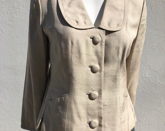 Vintage 50s RUTH-LE-COVER silk tailored short cropped designer jacket size M