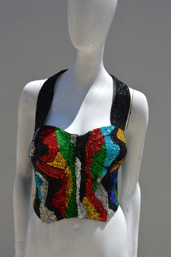 Vintage 8090's hand beaded hand made bustier size M/… Gem