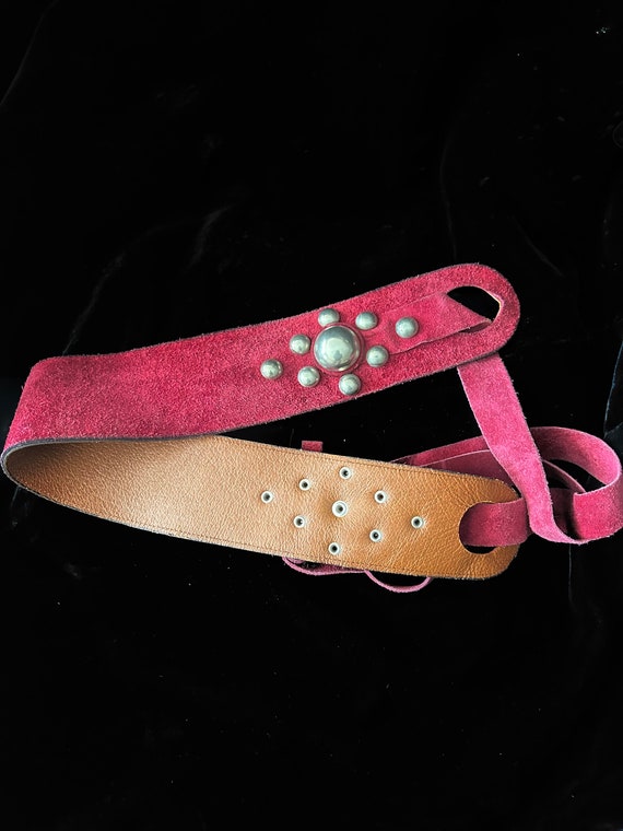 70s Rocker Belt Vintage French studded hippie belt 70s rocker suede l… - Gem