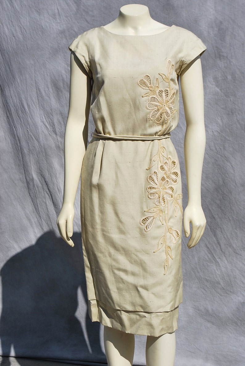Vintage 60's CARLYE Silk Embroidered Dress Mad Men Mod Sexy Space Age ...