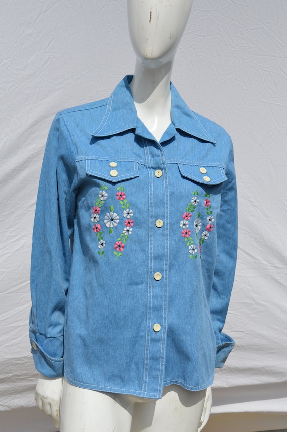 Blusa tipo mezclilla outlet