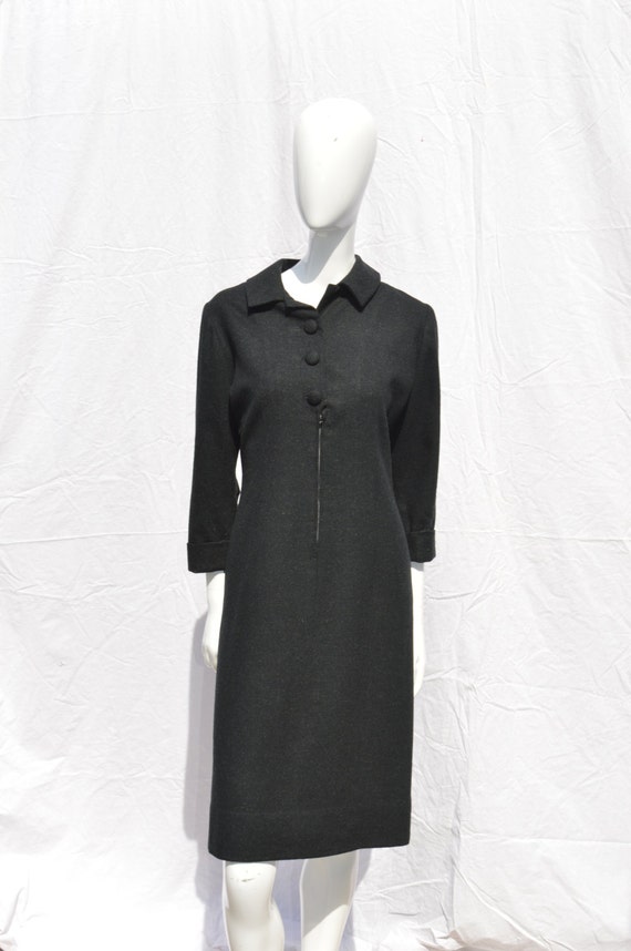 Vintage 60's dress MAD MEN style mod wool tailore… - image 2