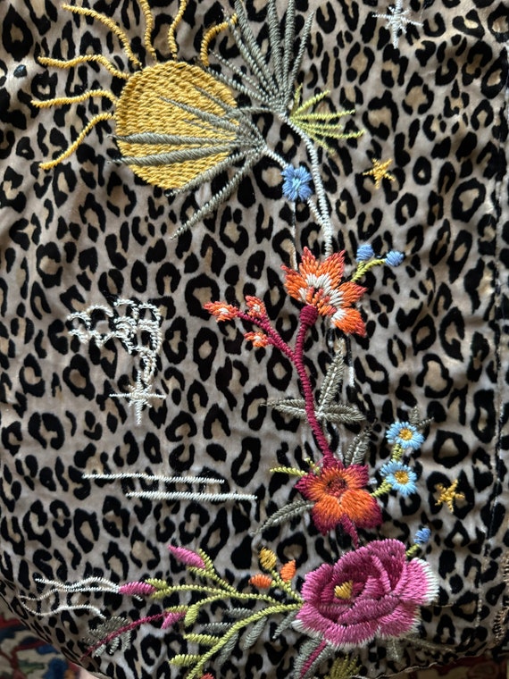 Vintage 90s JOHNNY WAS Embroidered Leopard Duster Tiger