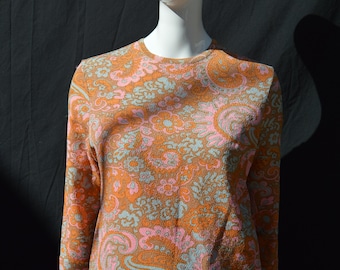 Vintage 60&#39;s WOLFORD blouse Mod top blouse classic Go Go psychedelic top size 36 USA M 3/4 sleeve cropped mid century Palm Springs modern