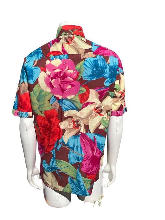 Vintage 80's THIERRY MUGLER Hawaiian shirt floral… - image 6