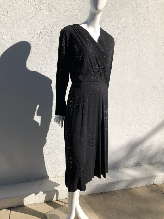 Vintage 40's formal evening cocktail dress hand studded LBD WWII classic american mid century design Vintage 40's formal evening cocktail dress hand studded LBD WWII classic american mid century design
