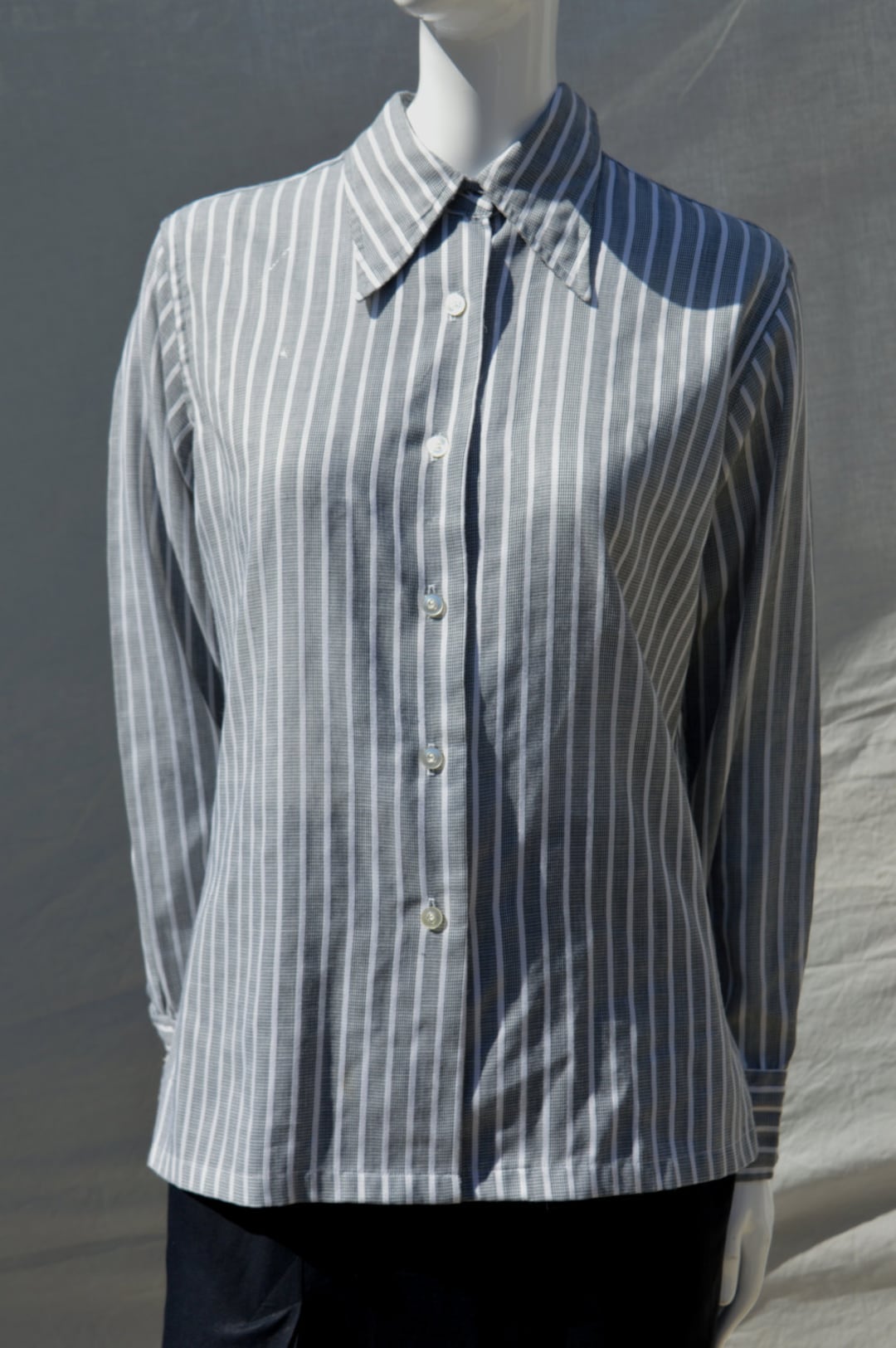 Vintage 70's DIOR Dress Shirt Christian Dior Stripped Sheer