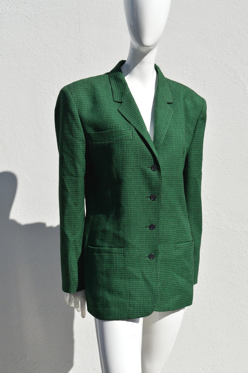 Vintage 80/'s COMPLICE 4 button blazer jacket size 10 designer jacket novelty print wool blend big shoulders by thekaliman