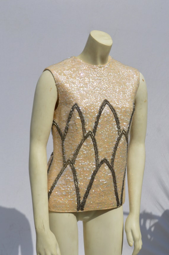 Vintage 60's all sequin beaded NITA CLAIRE'S slee… - image 2