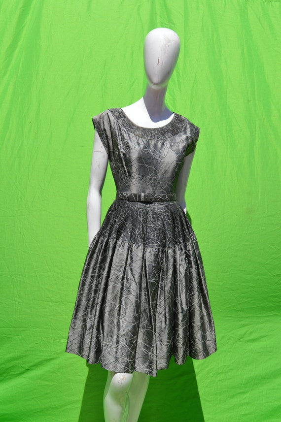 Vintage 50's dress atomic mid century novelty pri… - image 1