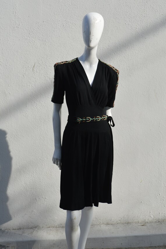 Buy Vintage 40's Tap Dancing Swing Dress Embroidered Mini Dress Rayon ART  DECO WWII Dress Classic Original Size M by Thekaliman Online in India