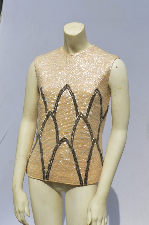 Vintage 60's all sequin beaded NITA CLAIRE'S slee… - image 1