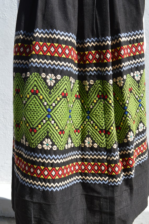 Vintage Mid Century Mexican skirt MAYA Aztec text… - image 2