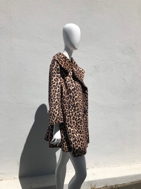 Vintage 60'a A line wide faux leopard coat overco… - image 5