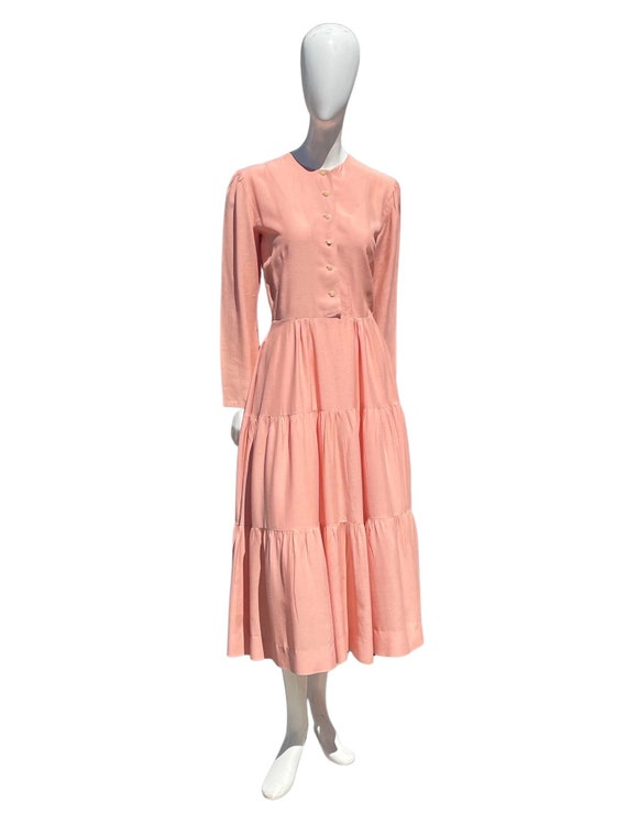 Vintage 40's pink rayon tiered dress cottagecore c