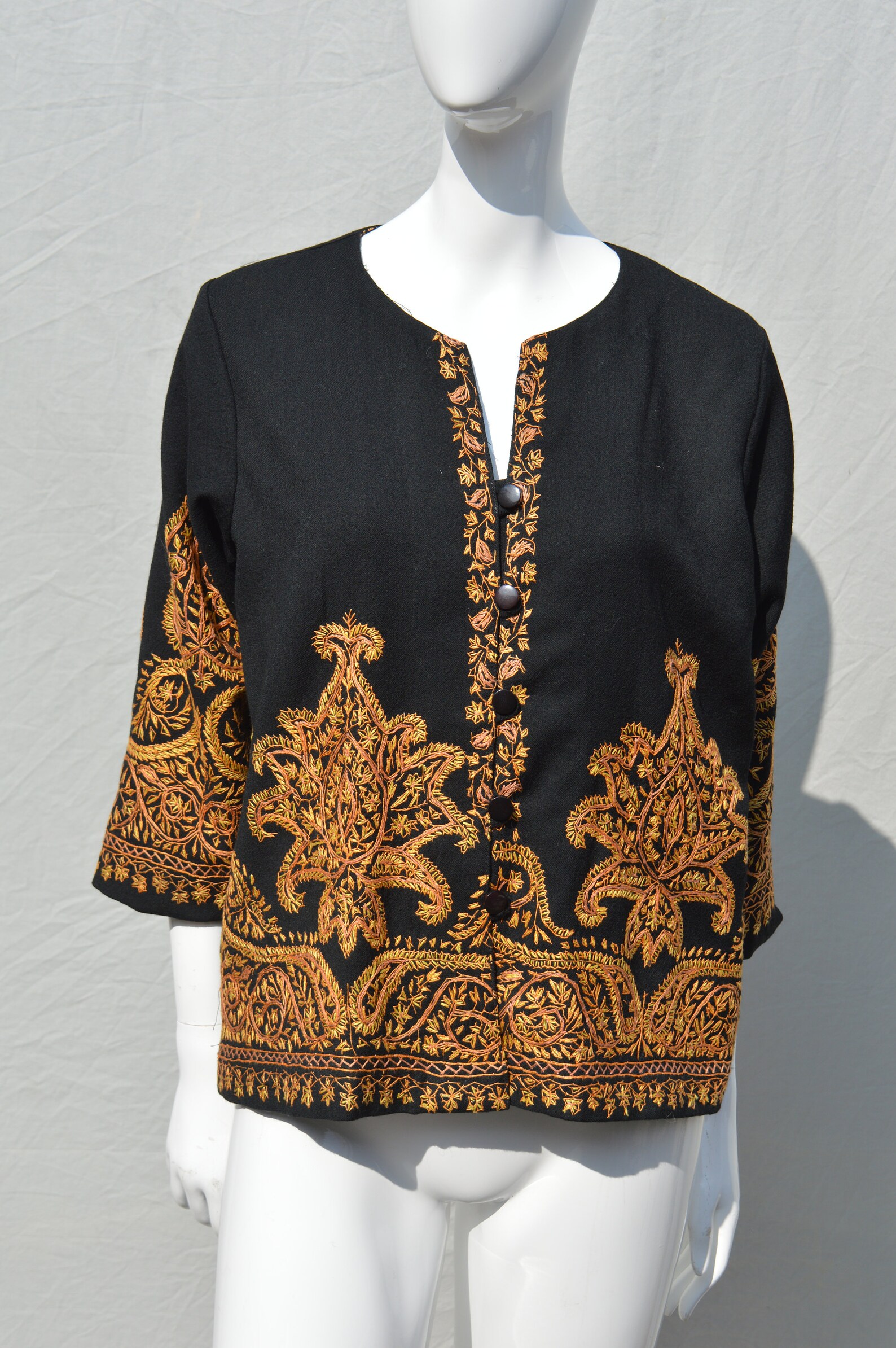 Vtg Tailor Made Jacket Made From Antique Kashmiri Shawl Hand Etsy