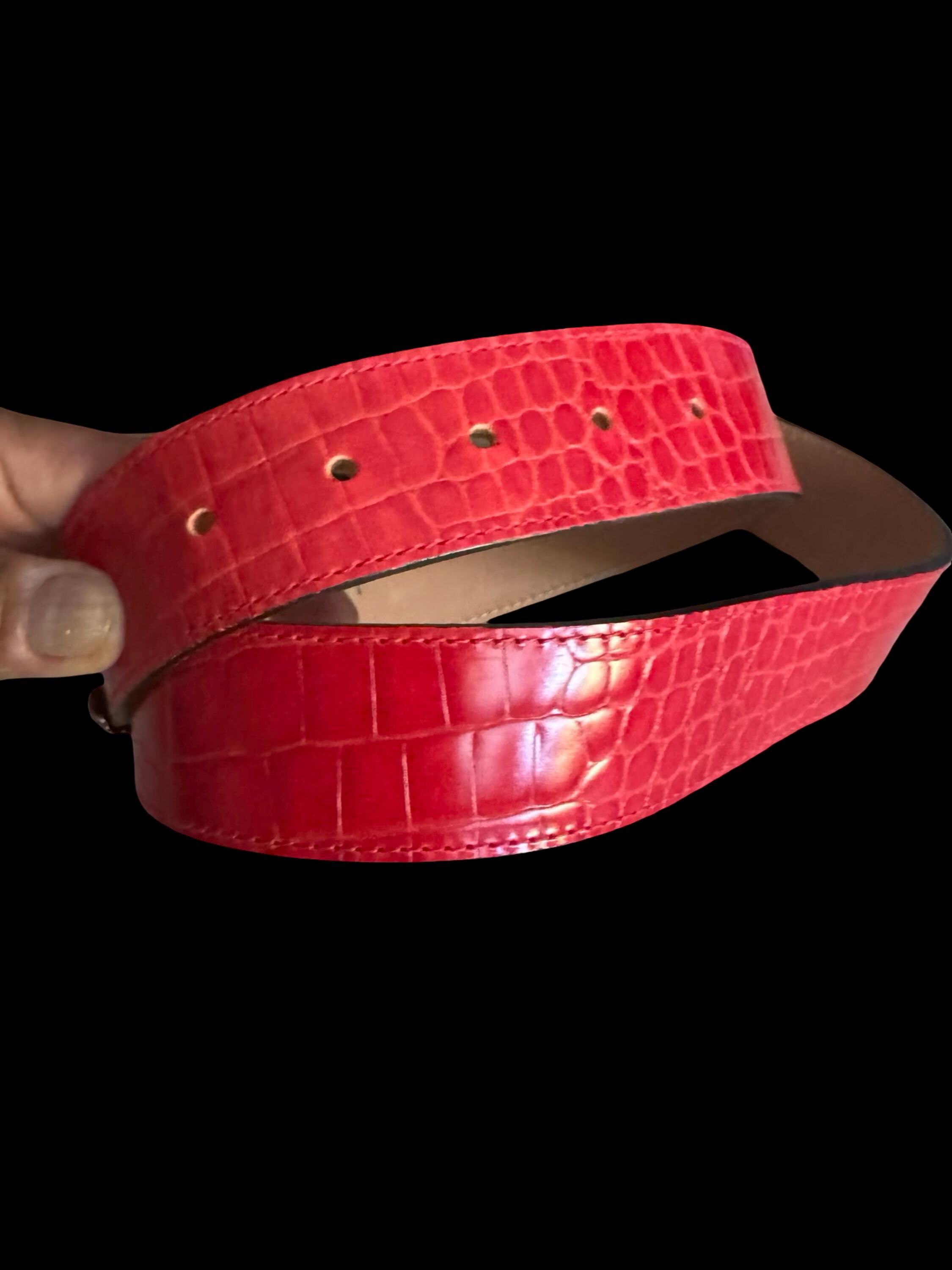 Vintage 90s Red Western Belt Small Streets Ahead Leather Silver Red Suede Western Belt - Antique Silver Buckle - Shop Now! main image 4
