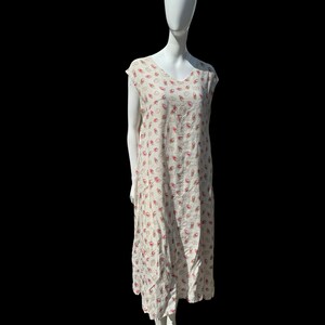Vintage 30s novelty print summer linen house dress size L art deco dress