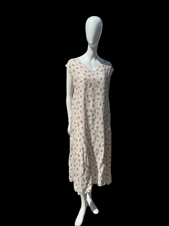 Vintage 30s novelty print summer linen house dress