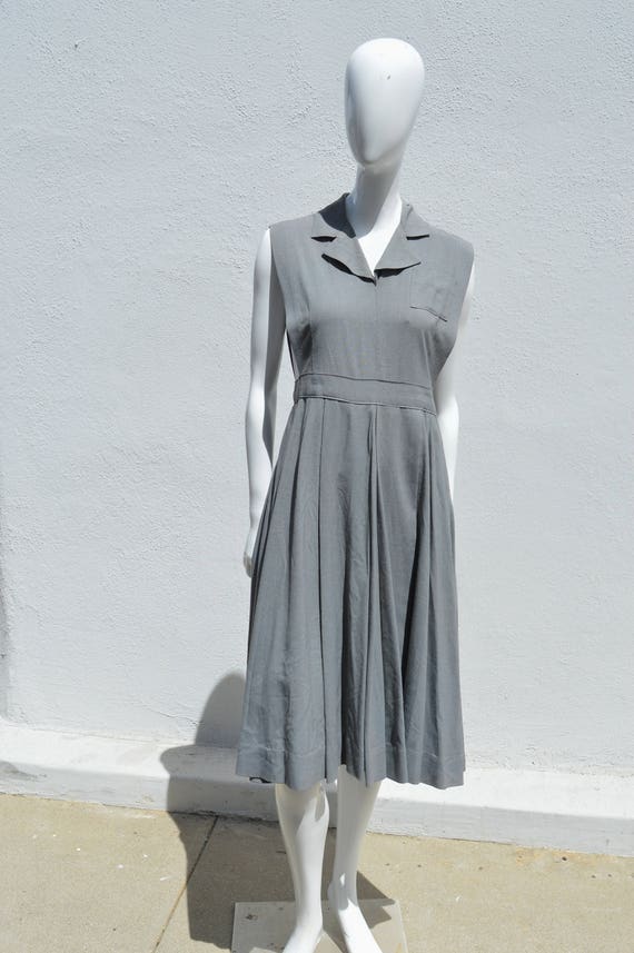 Vintage 40's rayon sleeveless dress WWII uniform p