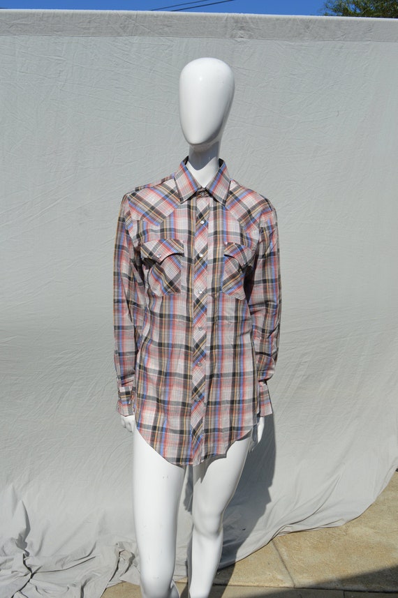 vintage 70s BJ-R  WESTERN shirt men's extra small… - image 1