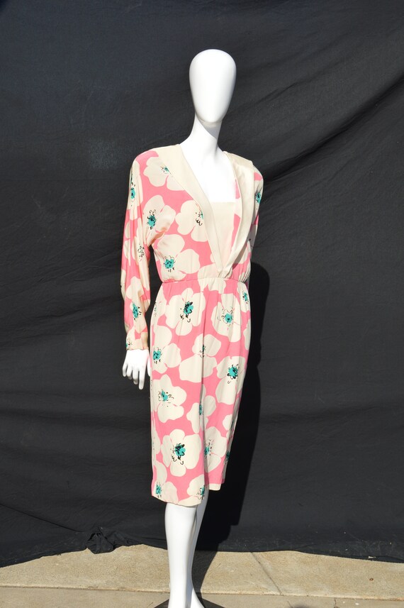 Vintage 80's BILL BLASS III Collection silk flora… - image 8